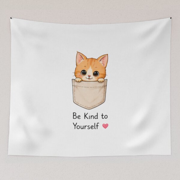 Item preview, Be Kind to Yourself Cute Pocket Kitten Kawaii designed and sold by DailyDoodlesBySumbul.