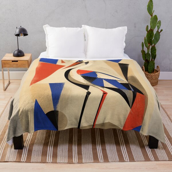 Item preview, Cubist Crane Heron Abstract Geometric Bird Art designed and sold by inkaylindesign.