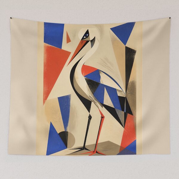 Item preview, Cubist Crane Heron Abstract Geometric Bird Art designed and sold by inkaylindesign.