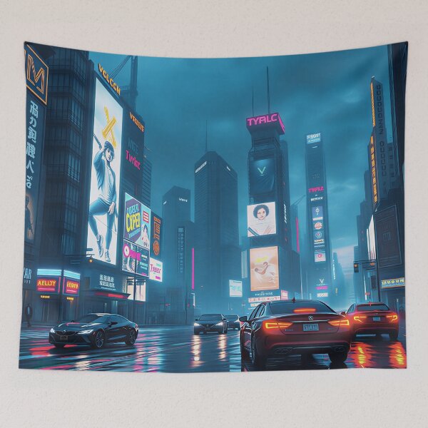 Item preview, Neon City Nights Cyberpunk Poster designed and sold by TajSprinklz.