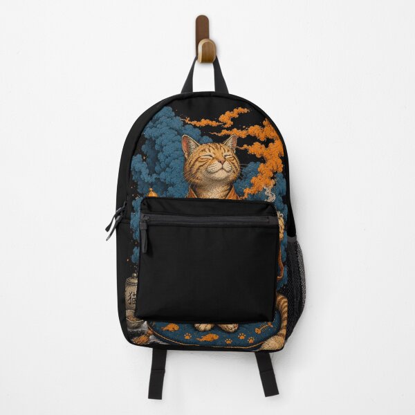 Item preview, Zen Cat Meditating with Tea Japanese Style Illustration designed and sold by BlackCat Vibe.