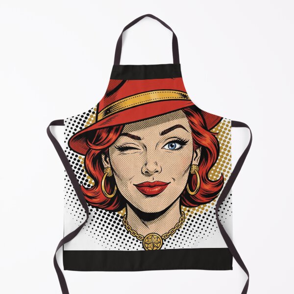Item preview, WINK LADY - Red Fedora Pop Art Girl Alt: Red Fedora Girl - 1960s Pop Art Wink designed and sold by MAISON SYLVIE.