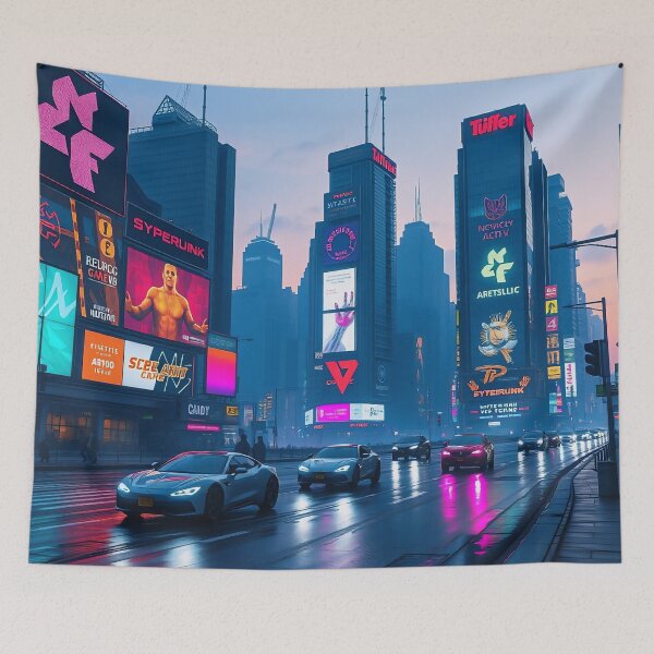 Item preview, Neon Metropolis Cyberpunk Poster designed and sold by TajSprinklz.