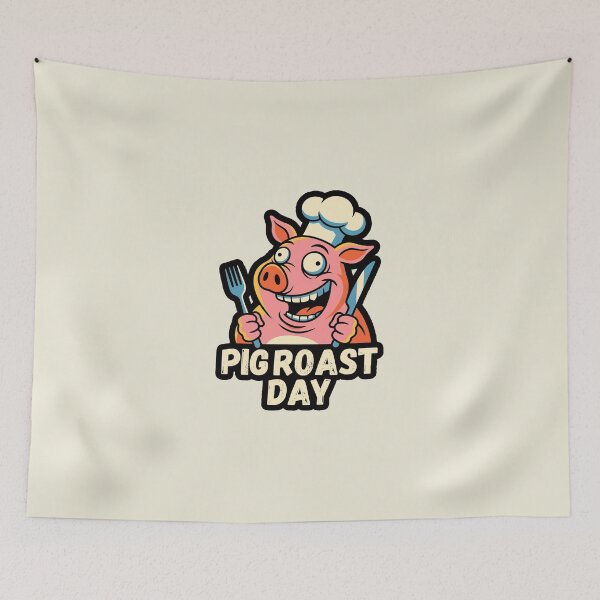 Item preview, Funny Pig Roast Day Cartoon Mascot BBQ Cookout Humor designed and sold by KiwiRider.