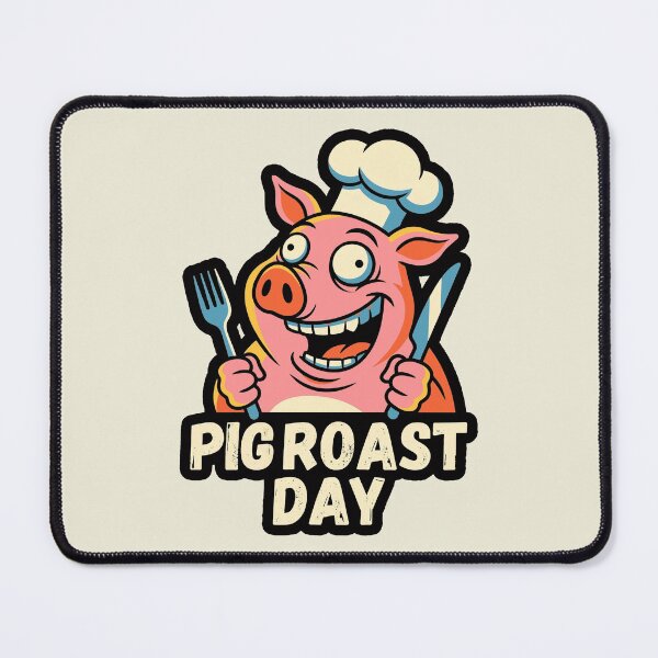 Item preview, Funny Pig Roast Day Cartoon Mascot BBQ Cookout Humor designed and sold by KiwiRider.