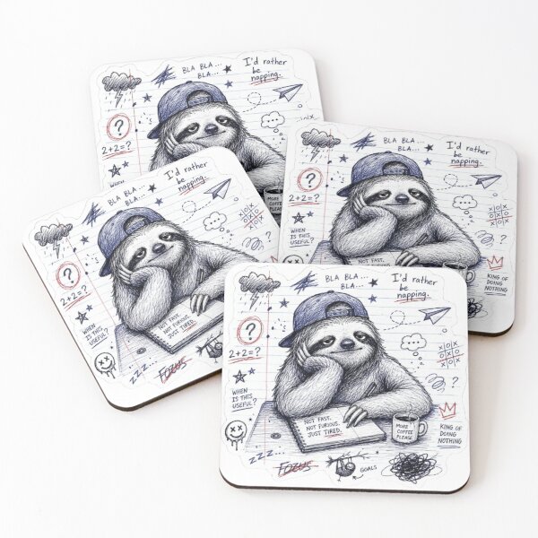 Item preview, Bored Student Notebook Sloth Doodle designed and sold by Snurly.