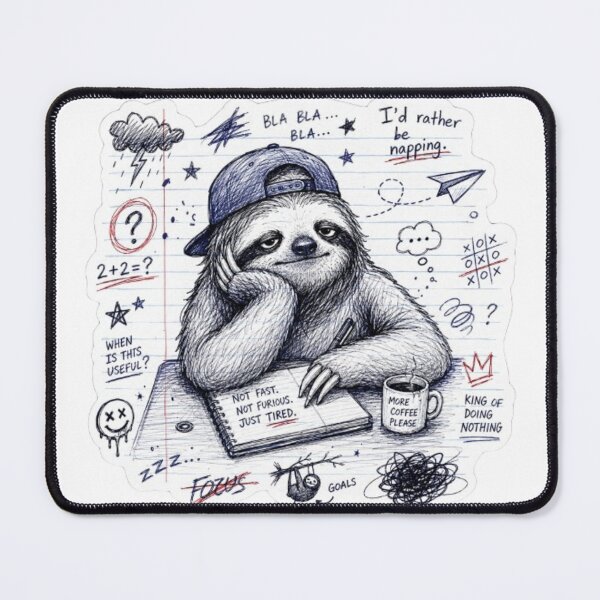 Item preview, Bored Student Notebook Sloth Doodle designed and sold by Snurly.