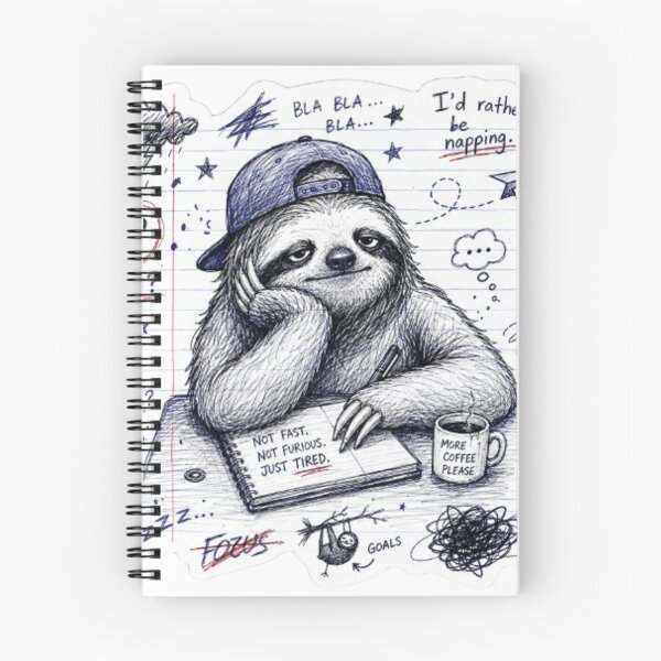 Item preview, Bored Student Notebook Sloth Doodle designed and sold by Snurly.