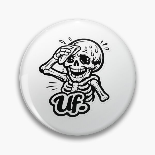 Item preview, Cute Sweaty Skeleton Sticker – "Uf" Funny Spanish Kawaii Skull Meme Vinyl Decal designed and sold by SkeletonMood.