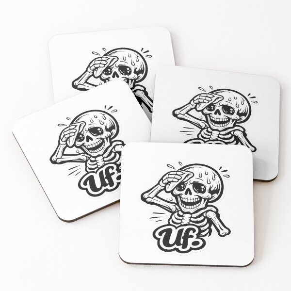 Item preview, Cute Sweaty Skeleton Sticker – "Uf" Funny Spanish Kawaii Skull Meme Vinyl Decal designed and sold by SkeletonMood.