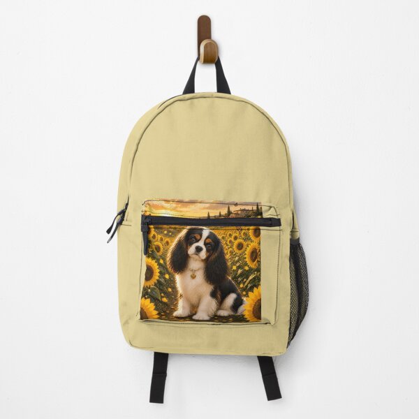 Item preview, Cavalier King Charles Spaniel in a Sunflower Field at Sunset | Dreamy Cottagecore Dog Art designed and sold by ManJiangHong.