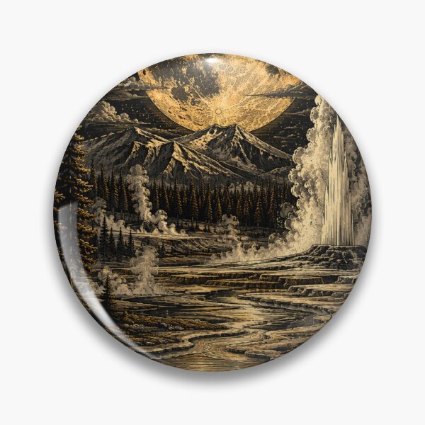 Item preview, Yellowstone Moonlit Wilderness – Vintage National Park Illustration designed and sold by TeeVibeHaus.
