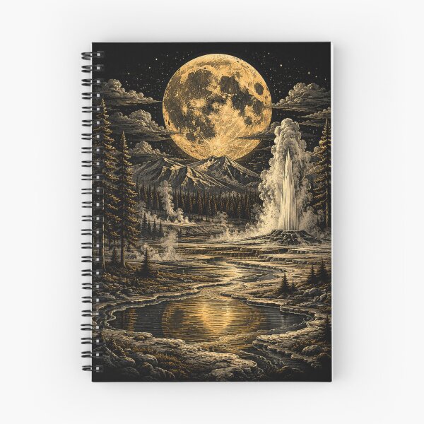 Item preview, Yellowstone Moonlit Wilderness – Vintage National Park Illustration designed and sold by TeeVibeHaus.