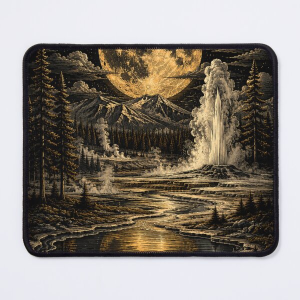 Item preview, Yellowstone Moonlit Wilderness – Vintage National Park Illustration designed and sold by TeeVibeHaus.