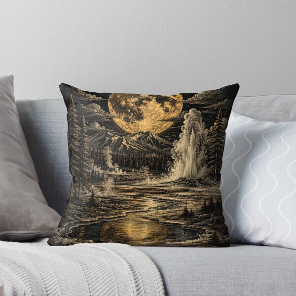 Item preview, Yellowstone Moonlit Wilderness – Vintage National Park Illustration designed and sold by TeeVibeHaus.