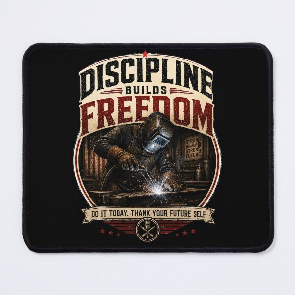 Item preview, Discipline Builds Freedom - Vintage Welder Motivation T-Shirt designed and sold by DomKo10.