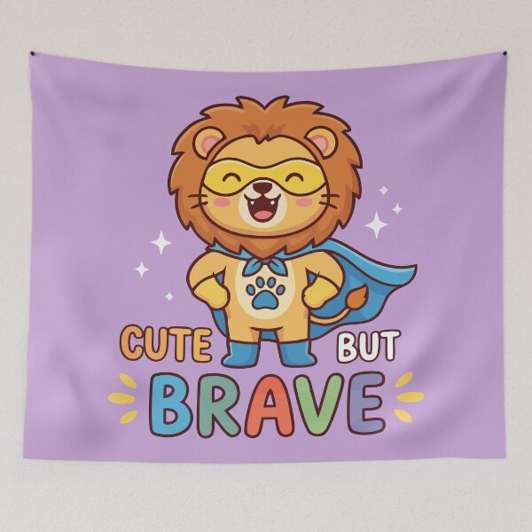 Item preview, Cute But Brave Superhero Lion Roar Positive Quote designed and sold by Amir Faysal.
