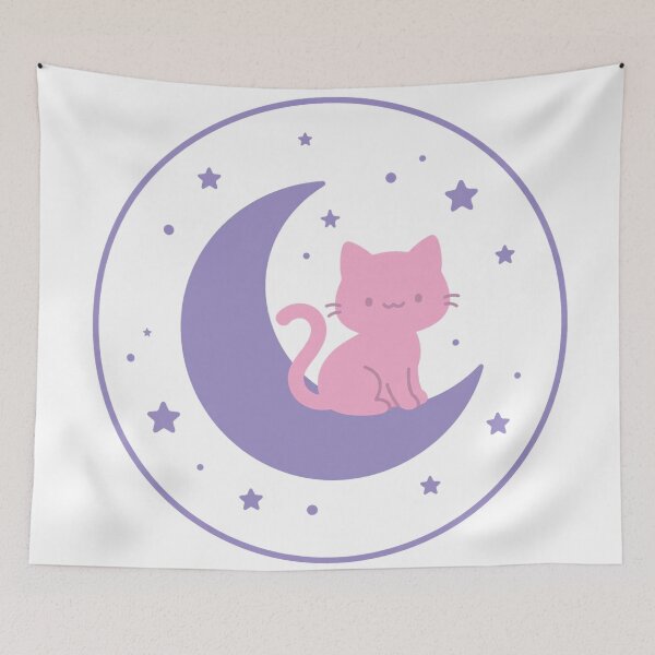 Item preview, Pink Cat on Moon for Black T-Shirt by Cat Lovers designed and sold by FantasyPearl.