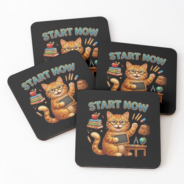 Item preview, Start Now Cute Orange Cat Back to School Motivation | Study Motivation Cat | Inspirational Student Gift | College School Supplies | Positive Quote Teacher Gift designed and sold by Basma Designs | Retro, Kawaii Shirts & Stickers.
