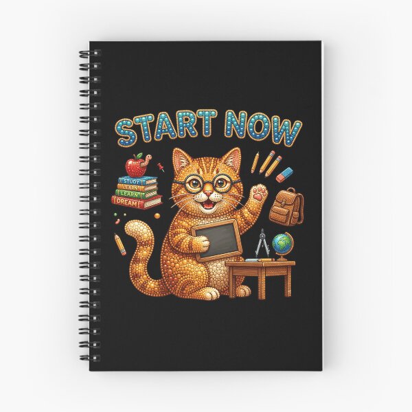 Item preview, Start Now Cute Orange Cat Back to School Motivation | Study Motivation Cat | Inspirational Student Gift | College School Supplies | Positive Quote Teacher Gift designed and sold by Basma Designs | Retro, Kawaii Shirts & Stickers.
