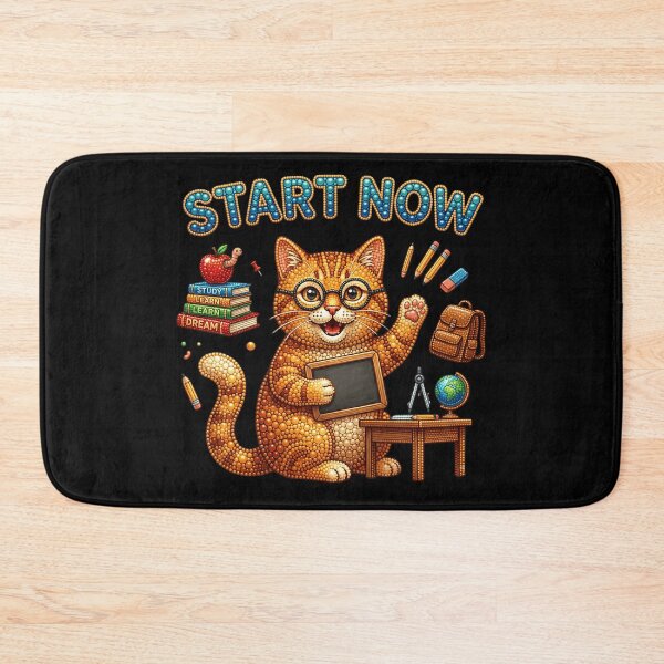 Item preview, Start Now Cute Orange Cat Back to School Motivation | Study Motivation Cat | Inspirational Student Gift | College School Supplies | Positive Quote Teacher Gift designed and sold by Basma Designs | Retro, Kawaii Shirts & Stickers.