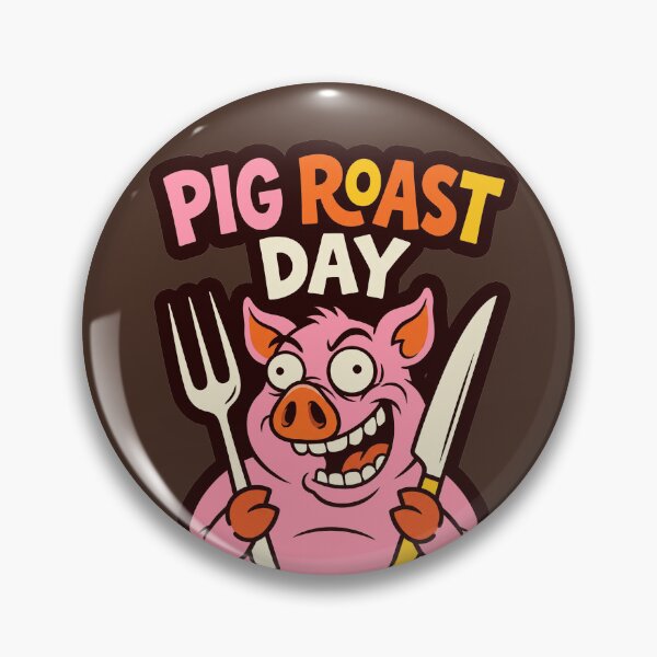 Item preview, Funny Crazy Pig Roast Day Cartoon Mascot BBQ Cookout Humor designed and sold by KiwiRider.