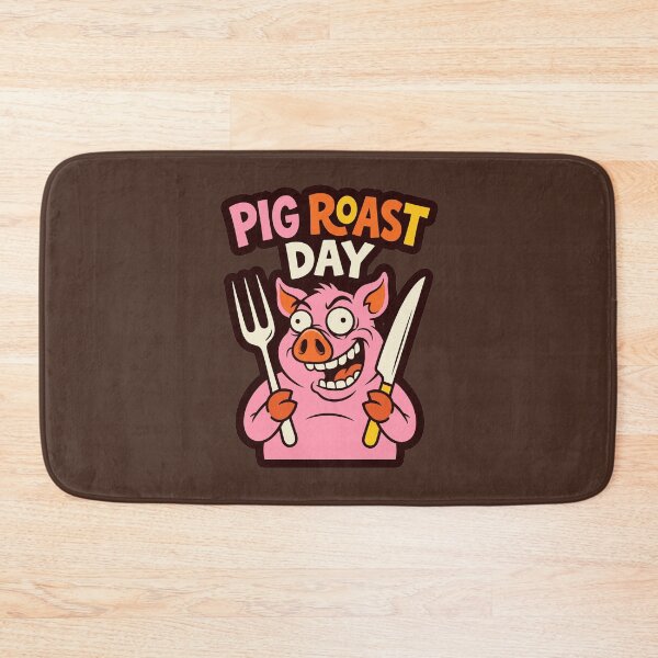 Item preview, Funny Crazy Pig Roast Day Cartoon Mascot BBQ Cookout Humor designed and sold by KiwiRider.