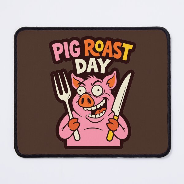 Item preview, Funny Crazy Pig Roast Day Cartoon Mascot BBQ Cookout Humor designed and sold by KiwiRider.
