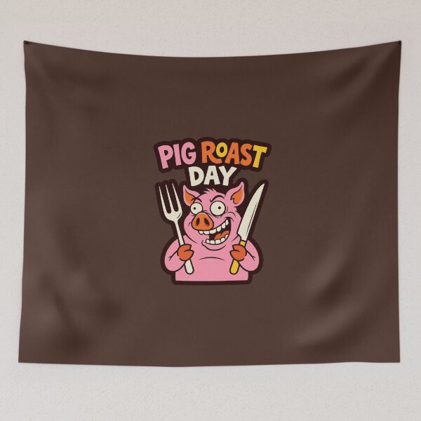 Item preview, Funny Crazy Pig Roast Day Cartoon Mascot BBQ Cookout Humor designed and sold by KiwiRider.