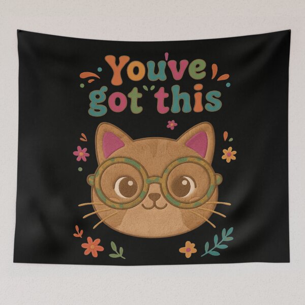 Item preview, Retro Cat You've Got This Quote | Study Motivation Back To School Gift designed and sold by Basma Designs | Retro, Kawaii Shirts & Stickers.