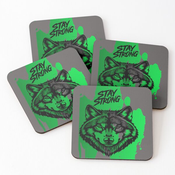Item preview, Stay Strong Digital Wolf Art Bright Green designed and sold by GoGreenlove.