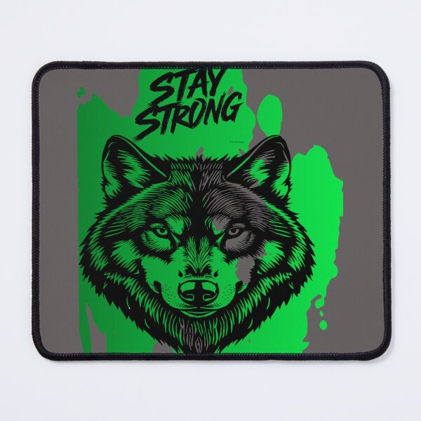 Item preview, Stay Strong Digital Wolf Art Bright Green designed and sold by GoGreenlove.