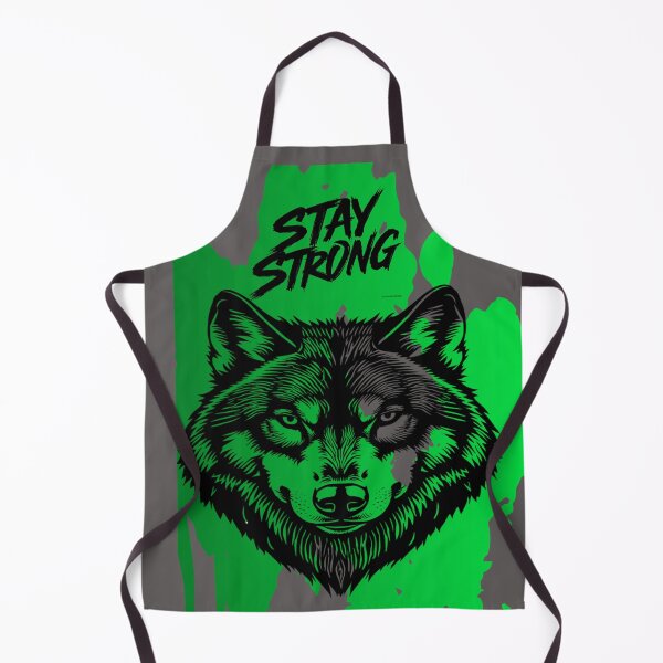 Item preview, Stay Strong Digital Wolf Art Bright Green designed and sold by GoGreenlove.