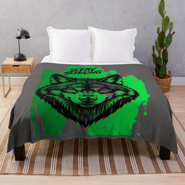 Item preview, Stay Strong Digital Wolf Art Bright Green designed and sold by GoGreenlove.
