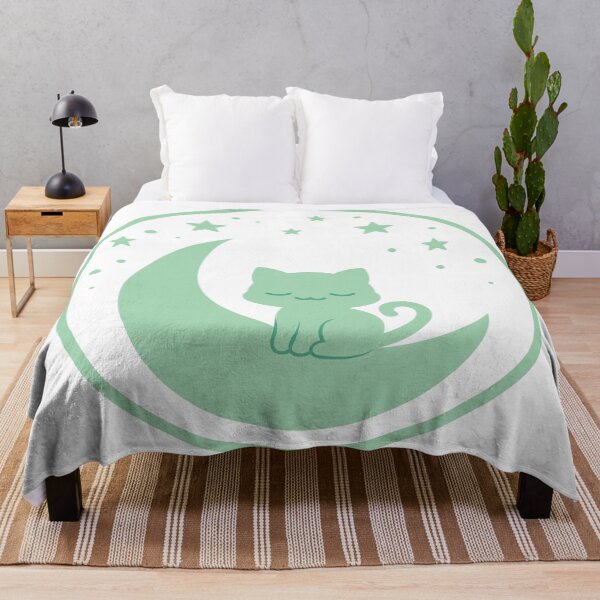 Item preview, Mint Cat on Mint Moon for Dreamy Cat Lovers designed and sold by FantasyPearl.