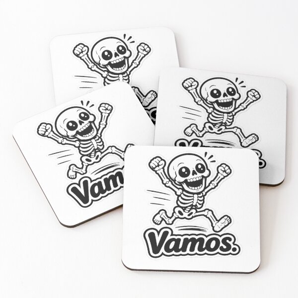Item preview, Cute Running Skeleton Sticker – "Vamos." Funny Spanish Kawaii Skull Motivational Vinyl Decal designed and sold by SkeletonMood.