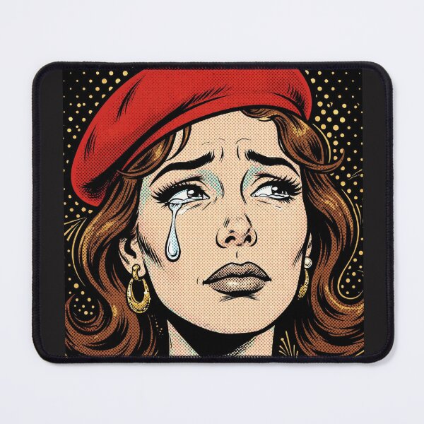 Item preview, TEARFUL BÉRET - Sad Pop Art Girl Crying designed and sold by MAISON SYLVIE.