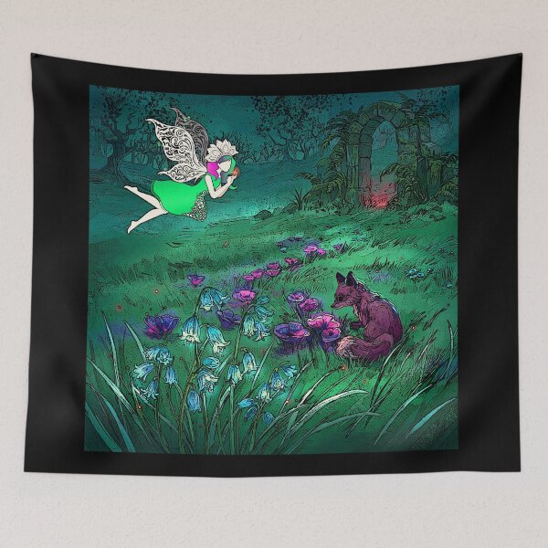 Item preview, Elf silhouette comic style, foxes, nature motifs designed and sold by Kirei-Lily.