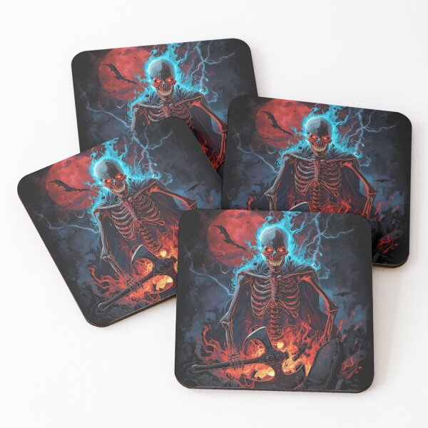 Item preview, Flaming Hell Skeleton Halloween T-Shirt designed and sold by WordWearTees.