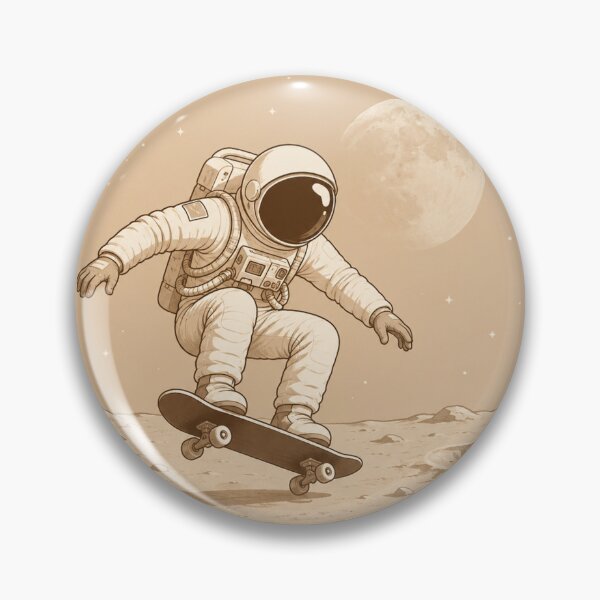 Item preview, Astronaut Skateboarding On The Moon Vintage Sepia Space Illustration designed and sold by Leogasup.