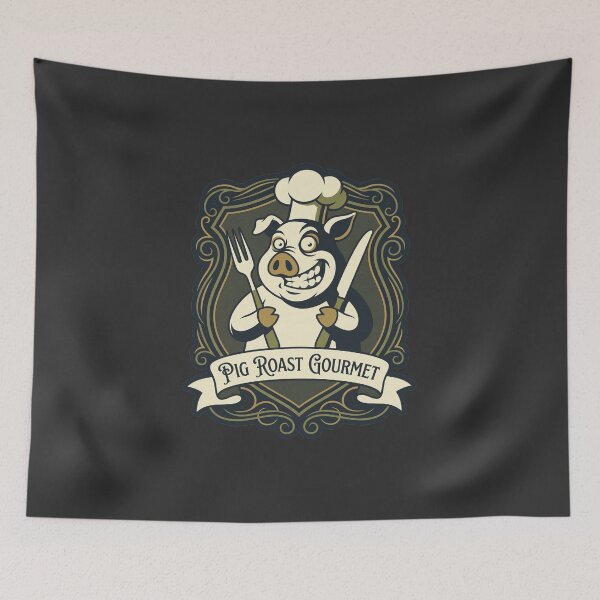 Item preview, Pig Roast Gourmet Vintage BBQ Chef Shield Emblem Graphic designed and sold by KiwiRider.