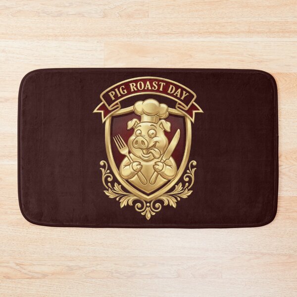 Item preview, Pig Roast Day Cute Chef Pig Barbecue Party Emblem Badge designed and sold by KiwiRider.