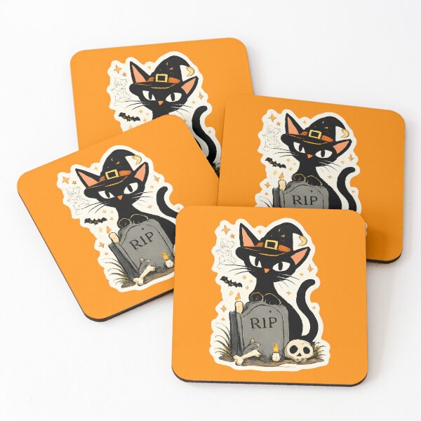 Item preview, Spooky Halloween Black Cat - Witch Cat RIP Graveyard Tombstone Dark Art Gift  designed and sold by Artycom.