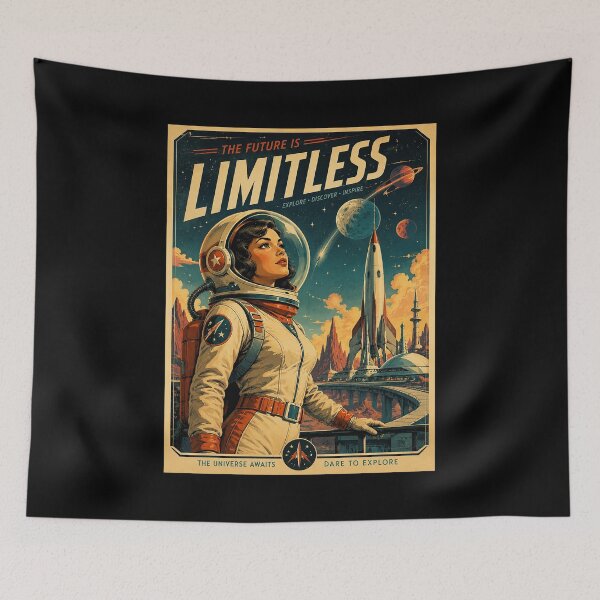 Item preview, Retro Female Astronaut Space Adventure designed and sold by HoopeStylee.