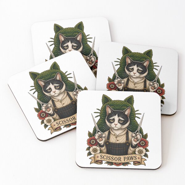 Item preview, Scissor Paws Barber Cat Vintage Tattoo designed and sold by Old's Cool Cat Studio.