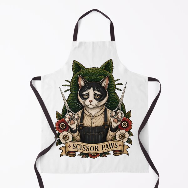 Item preview, Scissor Paws Barber Cat Vintage Tattoo designed and sold by Old's Cool Cat Studio.
