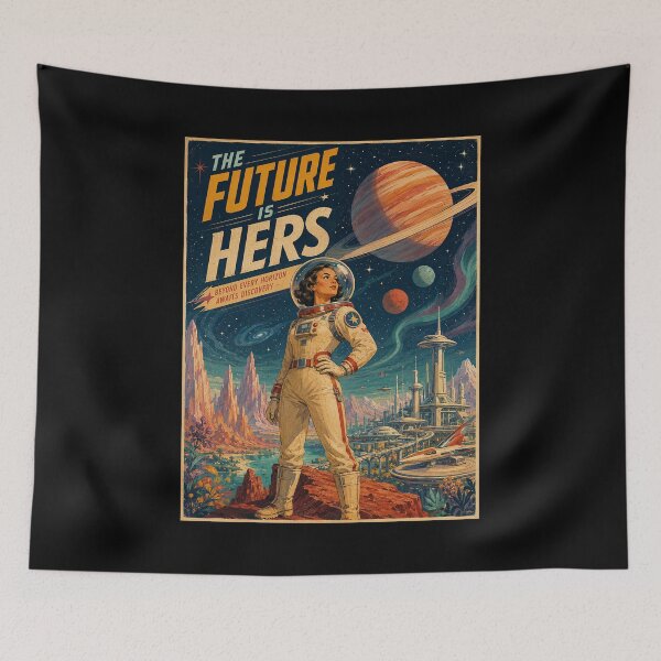 Item preview, Retro Female Astronaut Explorer designed and sold by HoopeStylee.