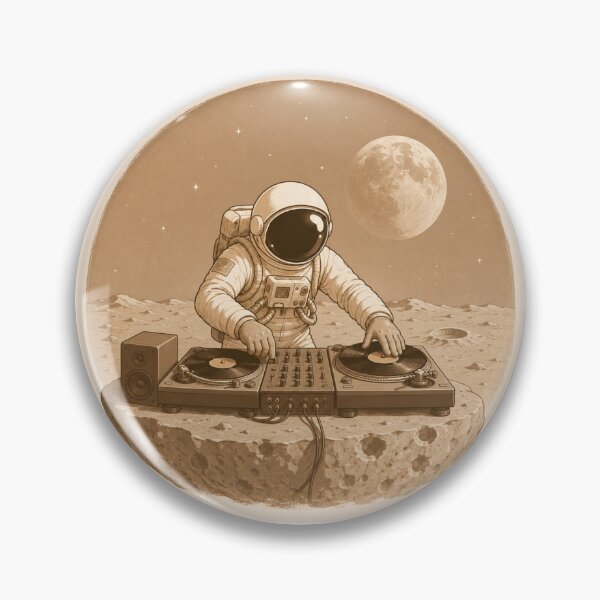 Item preview, Astronaut DJ Spinning Turntables On The Moon Sepia Space Art designed and sold by Leogasup.