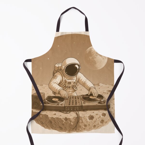 Item preview, Astronaut DJ Spinning Turntables On The Moon Sepia Space Art designed and sold by Leogasup.