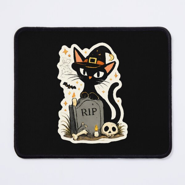 Item preview, Spooky Halloween Black Cat - Witch Cat RIP Graveyard Tombstone Dark Art Gift designed and sold by Artycom.